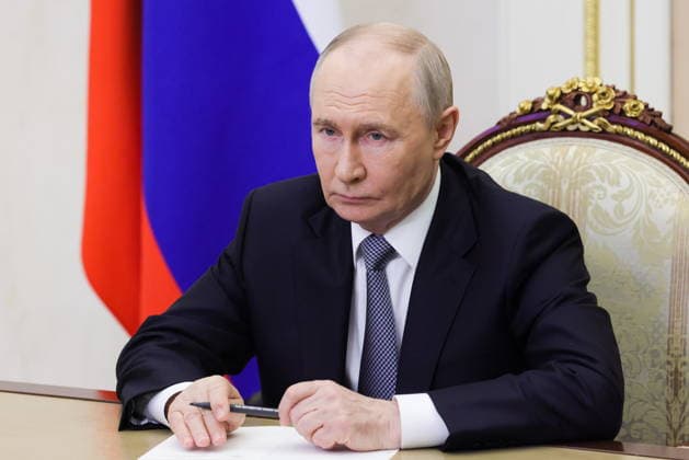 RUSSIA, MOSCOW - MAY 12, 2026: Russia s President Vladimir Putin holds a video conference meeting with Sergei Karakayev, commander of Russia s Strategic Rocket Forces, at Moscow s Kremlin. Mikhail Metzel Russian Presidential Press and Information Office TASS  92366319