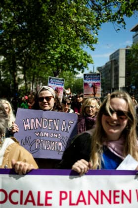 May 12, 2026, Brussels, Brussels, Belgium: For the sixth time since 2025, the three major labour unions have managed to rally their members for a national strike and demonstration. Together with various organisations from different sectors, they have brought 50,000 people onto the streets of Brussels today..The protesters are angry about the reforms of Bart De Weverâ€⠢s federal government. Minister Jan Jambonâ€⠢s pension plans, in particular, are causing a great deal of anger. Various protesters spoke to us: â€oeWe feel robbed.â€Â..The demonstration also passed the American Embassy, where a striking number of people voiced their dissatisfaction with Trump and the US Ambassador to Belgium. ..The offices of the French-speakin - ZUMAr234 20260512_zip_r234_015 Copyright: xBobxReijndersx