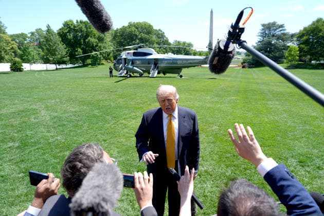 U.S. President Donald Trump speaks at a press conference ahead of his trip to Beijing to meet with his Chinese counterpart, Xi Jinping, in Washington, United States, 12 May 2026. Trump leaves Washington for Beijing to meet with Xi Jinping !ACHTUNG: NUR REDAKTIONELLE NUTZUNG!  Copyright: xOctavioxGuzmánx AME1215 20260512-55020259806_1