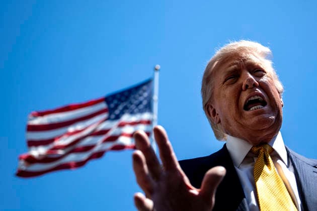 President Donald Trump Departs for Beijing, China President Donald Trump speaks to the press before departing the White House in Washington, DC for Beijing, China on Tuesday, May 12, 2026. Trump and Chinese President Xi Jinping are expected to discuss trade, artificial intelligence, export controls, Taiwan and the Iran war. Photo by Bonnie Cash Pool ABACAPRESS.COM WASHINGTON DC United States  Copyright: xPool ABACAx