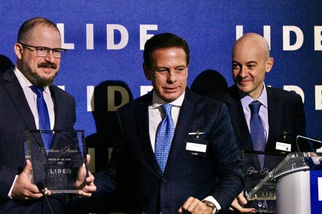 RECORD DATE NOT STATED 15th LIDE Brazil Investment Forum 2026-New York. (NEW) 15th LIDE Brazil Investment Forum 2026 -New York . May 12, 2026, New York, USA: (L-R) Cristiano Amon, CEO of QUALCOMM, person of the year 2026, Joao Doria, LIDE and Former Governor of Sao Paulo and Jose Auriemo Neto, Chairman of JHSF, person of the year 2026, during the 15th LIDE Brazil Investment Forum 2026 taking place at Harvard Club in Manhattan, New York Credit: Niyi Fote Thenews2(Foto: Niyi Fote Thenews2 imago images) 15th LIDE Brazil Investment Forum 2026-New York. Copyright: xNiyixFotex