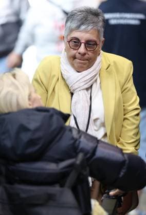 Victim Crocefissa Fifa Ricotta talking with other victim at the trial of P. and A. Falzone, at the Court of Appeal of Mons, on Wednesday 13 May 2026. The trial of the two men concerns the 2022 tragedy in Strepy-Bracquegnies, where a car plowed into a carnival parade around 5:00. Six people died at the scene, and a seventh months later in the hospital. P. Falzone is charged with seven murder and 81 attempted murder. A. Falzone with failure to render aid to a person in danger. Today the court continues to hear the victims.  VIRGINIExLEFOUR 173674951