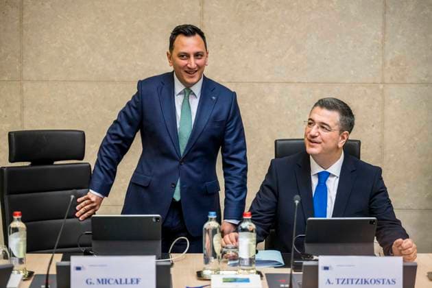 May 13, 2026: Glenn Micallef , EU Commissioner for Intergenerational Fairness, Youth, Culture and Sport (L) and Apostolos Tzitzikostas , EU Commissioner for Sustainable Transport and Tourism attend the weekly meeting of the College of Commissioners at the European Commission headquarters in Brussels, Belgium, 13.05.2026. Commissioners are discussing the future of EU cohesion policy, potential restructuring of DG REGIO and plans to strengthen centralized investment tools focused on competitiveness and defence within the European Union budget framework. . - ZUMAw80_ 20260513_faf_w80_013 Copyright: xWiktorxDabkowskix