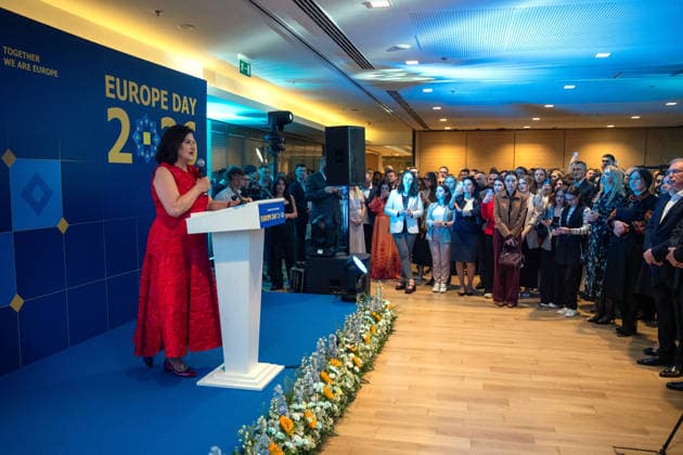 RECORD DATE NOT STATED Ambassador of the European Union to Ukraine Katarina Mathernova delivers a speech during a ceremonial reception hosted by the Delegation of the European Union to Ukraine on the occasion of Europe Day, celebrated on May 9, in Kyiv, Ukraine, on May 12, 2026 (Photo by Danylo Antoniuk Ukrinform) Europe Day reception held by EU Delegation to Ukraine  Copyright: xDanyloxAntoniukx