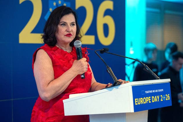 RECORD DATE NOT STATED Ambassador of the European Union to Ukraine Katarina Mathernova delivers a speech during a ceremonial reception hosted by the Delegation of the European Union to Ukraine on the occasion of Europe Day, celebrated on May 9, in Kyiv, Ukraine, on May 12, 2026 (Photo by Danylo Antoniuk Ukrinform) Europe Day reception held by EU Delegation to Ukraine  Copyright: xDanyloxAntoniukx