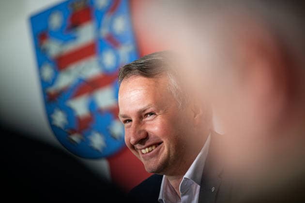 LANDESPRESSEKONFERENZ THÜRINGEN 13 05 2026 - Erfurt: Der Vorsitzende der CDU-Fraktion im Thüringer Landtag, Andreas Bühl (CDU), in der Landespressekonferenz Thüringen am 13. Mai 2026. _________________