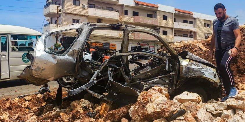 LEBANON, MOUNT LEBANON GOVERNORATE - MAY 13, 2026: The burnt out wreckage of a car destroyed in a drone attack, in Saadiyat, Chouf District, 20km south of Beirut Lebanon  - ZUMAt113 20260513_zaa_t113_168 Copyright: xAnkharxKochnevax