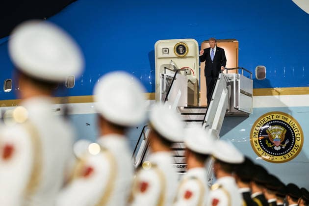 US President Trump arrives in Beijing BEIJING, CHINA - MAY 13: (----EDITORIAL USE ONLY - MANDATORY CREDIT - WHITE HOUSE VIA X HANDOUT - NO MARKETING NO ADVERTISING CAMPAIGNS - DISTRIBUTED AS A SERVICE TO CLIENTS----) US President Donald Trump arrives in Beijing to kick off a landmark state visit in China on May 13, 2026. White House s X Account Anadolu Beijing China. Editorial use only. Please get in touch for any other usage.  Copyright: x2026xAnadoluxWhitexHouse sxXxAccountx