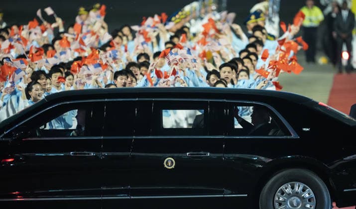 BEIJING, CHINA - MAY 13: U.S. President Donald Trump arrives at Beijing Capital International Airport on May 13, 2026 in Beijing, China. At the invitation of Chinese President Xi Jinping, Trump is visiting China from May 13 to 15.  Copyright: xVCGx 111641205152