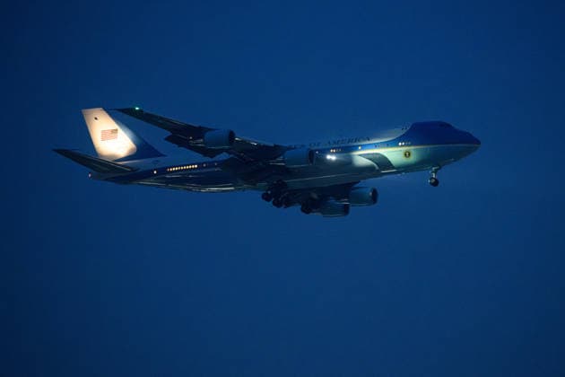 BEIJING, CHINA - MAY 13: Air Force One, carrying U.S. President Donald Trump, lands at Beijing Capital International Airport on May 13, 2026 in Beijing, China. U.S. President Donald Trump arrived in Beijing on Wednesday evening for a state visit to China.  Copyright: xVCGx 111641214383