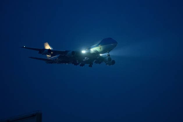BEIJING, CHINA - MAY 13: Air Force One, carrying U.S. President Donald Trump, lands at Beijing Capital International Airport on May 13, 2026 in Beijing, China. U.S. President Donald Trump arrived in Beijing on Wednesday evening for a state visit to China.  Copyright: xVCGx 111641341304