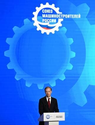 Russia Putin Engineering Union Congress 9164390 14.05.2026 Russian First Deputy Prime Minister Denis Manturov speaks during the 10th Congress of the Russian Engineering Union at the Russia National Centre in Moscow, Russia. Maksim Blinov Sputnik Moscow Russia  Copyright: xMaksimxBlinovx