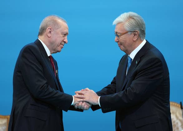 Turkish President Recep Tayyip Erdogan in Kazakhstan ASTANA, KAZAKHSTAN - MAY 14: (----EDITORIAL USE ONLY - MANDATORY CREDIT - TURKISH PRESIDENCY HANDOUT - NO MARKETING NO ADVERTISING CAMPAIGNS - DISTRIBUTED AS A SERVICE TO CLIENTS----) Turkish President Recep Tayyip Erdogan and Kazakh President Kassym-Jomart Tokayev attend the signing ceremony of bilateral agreements at the Independence Palace in Astana, Kazakhstan on May 14, 2026. Turkish Presidency Anadolu Astana Kazakstan. Editorial use only. Please get in touch for any other usage.  Copyright: x2026xAnadoluxTurkishxPresidencyx