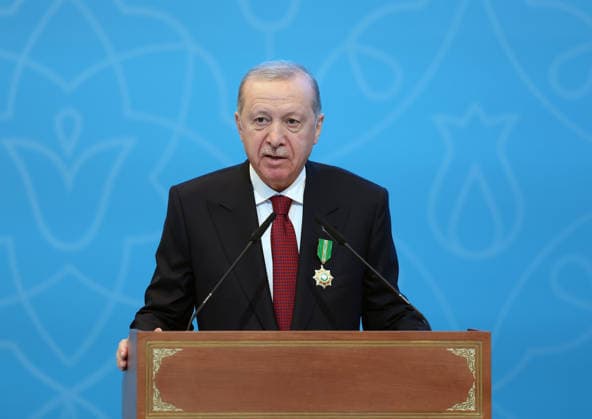 Turkish President Recep Tayyip Erdogan in Kazakhstan ASTANA, KAZAKHSTAN - MAY 14: (----EDITORIAL USE ONLY - MANDATORY CREDIT - TURKISH PRESIDENCY HANDOUT - NO MARKETING NO ADVERTISING CAMPAIGNS - DISTRIBUTED AS A SERVICE TO CLIENTS----) Turkish President Recep Tayyip Erdogan makes a speech following the signing ceremony of bilateral agreements with Kazakh President Kassym-Jomart Tokayev at the Independence Palace in Astana, Kazakhstan on May 14, 2026. Turkish Presidency Anadolu Astana Kazakstan. Editorial use only. Please get in touch for any other usage.  Copyright: x2026xAnadoluxTurkishxPresidencyx
