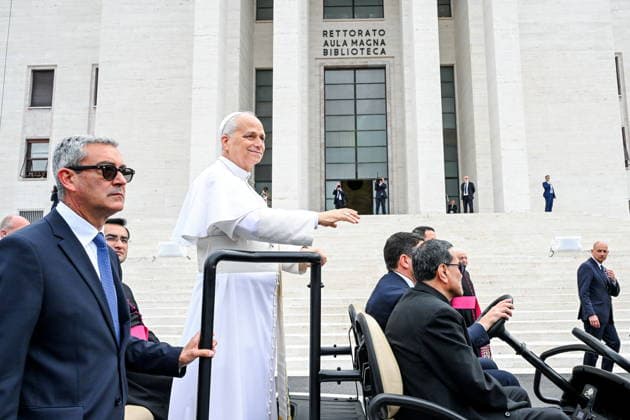 May 14, 2026, Rome, Rome, Italy: Pope Leo XIV at Sapienza University on a pastoral visit, Rome, May 14, 2025 Rome Italy  - ZUMAa289 20260514_zia_a289_013 Copyright: xMariaxLauraxAntonellix xAgfx
