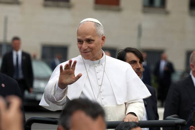 IPA84672925 - Rome - Italy, May 14, 2026: Institutional visit of His Holiness Pope Leo XIV to Sapienza University of Rome. The meeting with the Roman academic community represented a moment of discussion on the themes of education, research and the role of new generations in contemporary society.  Copyright: xmarcoxiacobuccix xmarcoxiacobuccix 84672925