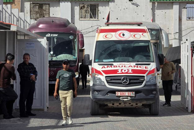 Wounded Palestinians depart Gaza for medical treatment in Egypt Wounded Palestinians and their companions leave the Palestinian Red Crescent headquarters in Khan Younis in the southern Gaza Strip on May 14, 2026, heading toward the Rafah crossing to receive medical treatment in Egypt. A total of 84 wounded people and their companions departed today, while the travel of 60 others was postponed. Thousands of patients in Gaza continue to wait for opportunities to travel abroad for treatment amid difficult health conditions in the territory. Photo by Tariq Mohammad APA Images Khan Yunis Gaza Strip Palestinian Territory 140526_Khan_Yunis_TM_01(5) Copyright: xapaimagesxTariqxMohammad xapaimagesx