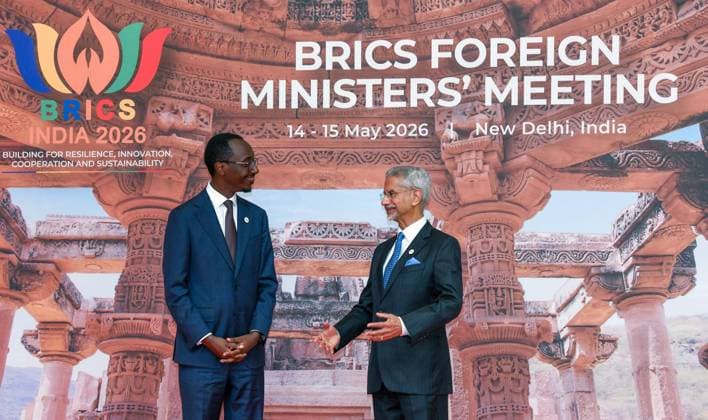 External Affairs Minister S. Jaishankar welcomes Minister of Foreign Affairs of Ethiopia, Gedion Timothewos Hessebon during the BRICS Foreign Ministers™ Meeting 2026 New Delhi, May 14 (ANI): External Affairs Minister S. Jaishankar welcomes Minister of Foreign Affairs of Ethiopia, Gedion Timothewos Hessebon during the BRICS Foreign Ministers™ Meeting 2026, at Bharat Mandapam, in New Delhi on Thursday. New Delhi Delhi India Copyright: xANIx ANI_20260514072
