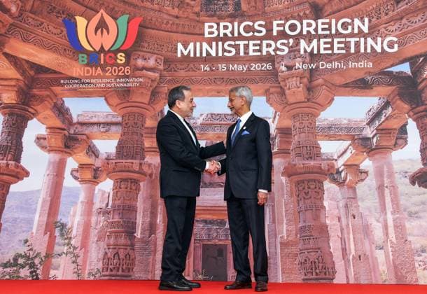 External Affairs Minister S. Jaishankar welcomes Iranian Foreign Minister Abbas Araghchi during the BRICS Foreign Ministers™ Meeting 2026 New Delhi, May 14 (ANI): External Affairs Minister S. Jaishankar welcomes Iranian Foreign Minister Abbas Araghchi during the BRICS Foreign Ministers™ Meeting 2026, at Bharat Mandapam, in New Delhi on Thursday. New Delhi Delhi India Copyright: xANIx ANI_20260514078