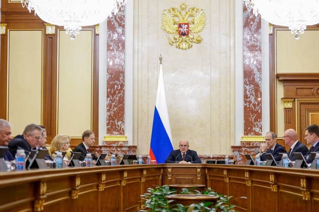 RUSSIA, MOSCOW - MAY 14, 2026: Russia s Prime Minister Mikhail Mishustin holds a meeting of the Russian Government at the House of the Russian Government. Dmitry Astakhov POOL TASS  92454186