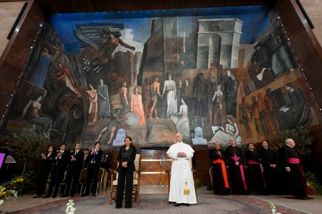 ITALY - POPE LEO XIV DURING A VISIT TO THE SAPIENZA UNIVERSITY IN ROME- 2026 5 14 Italy, Rome, 2026 5 14 .Pope Leo XIV during a visit to the Sapienza University of Rome EDITORIAL USE ONLY - NO BOOKS Copyright: xVATICANxMEDIAx