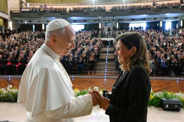 ITALY - POPE LEO XIV DURING A VISIT TO THE SAPIENZA UNIVERSITY IN ROME- 2026 5 14 Italy, Rome, 2026 5 14 .Pope Leo XIV during a visit to the Sapienza University of Rome EDITORIAL USE ONLY - NO BOOKS Copyright: xVATICANxMEDIAx