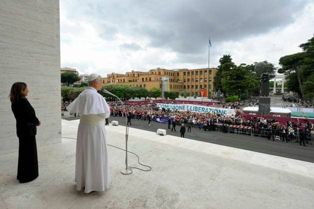 ITALY - POPE LEO XIV DURING A VISIT TO THE SAPIENZA UNIVERSITY IN ROME- 2026 5 14 Italy, Rome, 2026 5 14 .Pope Leo XIV during a visit to the Sapienza University of Rome EDITORIAL USE ONLY - NO BOOKS Copyright: xVATICANxMEDIAx