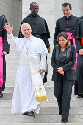 May 14, 2026, Rome, Rome, Italy: Pope Leo XIV at Sapienza University on a pastoral visit, with Rector Antonella Polimeni to his left, Rome, May 14, 2025 Rome Italy  - ZUMAa289 20260514_zia_a289_063 Copyright: xMariaxLauraxAntonellix xAgfx