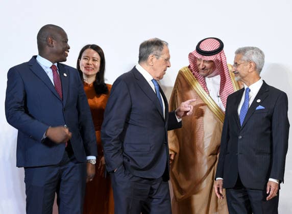 Family photo on the sidelines of the BRICS Foreign Ministers Meeting New Delhi, May 14 (ANI): External Affairs Minister S. Jaishankar with Russian Foreign Minister Sergey Lavrov, Vice Minister of Foreign Affairs of the Kingdom of Saudi Arabia, Waleed Abdulkarim El Khereiji and others at the family photo on the sidelines of the BRICS Foreign Ministers Meeting, at Bharat Mandapam in New Delhi on Thursday. NEW DELHI Delhi India Copyright: xANIx ANI_20260514200