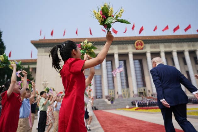 BEIJING, CHINA - MAY 14: Chinese President Xi Jinping (not pictured) holds a welcome ceremony for U.S. President Donald Trump, who is on a state visit to China, outside the Great Hall of the People prior to their talks on May 14, 2026 in Beijing, China. Xi held talks with Trump at the Great Hall of the People in Beijing on Thursday.  Copyright: xVCGx 111641410802