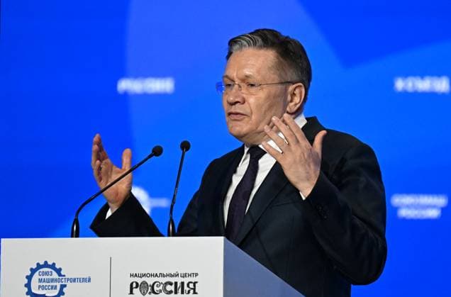 Russia Putin Engineering Union Congress 9164764 14.05.2026 Rosatom State Atomic Energy Corporation Director General Alexey Likhachev speaks during the 10th Congress of the Russian Engineering Union at the Russia National Centre in Moscow, Russia. Maksim Blinov Sputnik Moscow Russia  Copyright: xMaksimxBlinovx