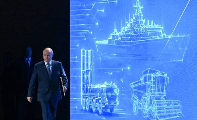 Russia Putin Engineering Union Congress 9164775 14.05.2026 Russian President Vladimir Putin arrives to attend the 10th Congress of the Russian Engineering Union at the Russia National Centre in Moscow, Russia. Maksim Blinov Sputnik Moscow Russia  Copyright: xMaksimxBlinovx