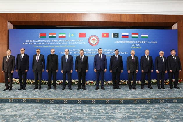 KYRGYZSTAN, BISHKEK - MAY 14, 2026: Shanghai Cooperation Organisation Secretary General Nurlan Yermekbayev, State Secretary of the Security Council of Belarus Alexander Volfovich, India s Deputy National Security Advisor Pavan Kapoor, Deputy Secretary of Iran s Supreme National Security Council for International Affairs Ali Bagheri, Secretary of the Security Council of Kazakhsrtan Gizat Nurdauletov, China s Executive Vice Minister of Public Security Qi Yanjun, Kyrgyzstan s Security Council Secretary Adilet Orozbekov, Secretary of Pakistan s National Security Division Sajid Baloch, Russian Security Council Secretary Sergei Shoigu, Tajikistan s Security Council Secretary Yusuf Rahmon, Uzbekistan s Security Council Secretary Viktor Makhmudov, - ZUMAt113 20260514_zaa_t113_190 Copyright: xAlexanderxRyuminx