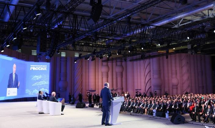 Russia Putin Engineering Union Congress 9165007 14.05.2026 Russian President Vladimir Putin delivers a speech during the 10th Congress of the Russian Engineering Union at the Russia National Centre in Moscow, Russia. Mikhail Metzel Sputnik Moscow Russia  Copyright: xMikhailxMetzelx