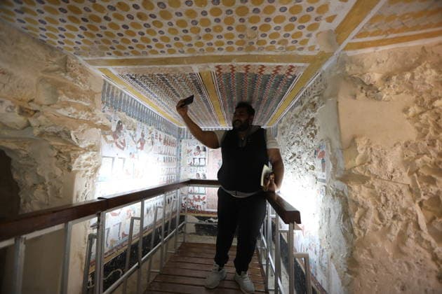 Historical tombs from Egypt’s new kingdom era opened to visitors in Luxor LUXOR, EGYPT - MAY 14: Visitors tour the historic tombs of Amenhotep Rabuya (TT416) and his son Samut (TT417), reopened after years of excavation and restoration work in the El-Khokha area of Luxor, Egypt on May 14, 2026. The tombs, discovered during excavations carried out in 2015 and dating back to the 18th Dynasty of the New Kingdom period, feature wall depictions reflecting daily life and burial rituals of the era. Fareed Kotb Anadolu Luxor Egypt. Editorial use only. Please get in touch for any other usage.  Copyright: x2026xAnadoluxFareedxKotbx