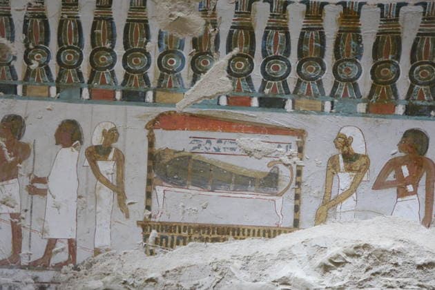 Historical tombs from Egypt’s new kingdom era opened to visitors in Luxor LUXOR, EGYPT - MAY 14: Visitors tour the historic tombs of Amenhotep Rabuya (TT416) and his son Samut (TT417), reopened after years of excavation and restoration work in the El-Khokha area of Luxor, Egypt on May 14, 2026. The tombs, discovered during excavations carried out in 2015 and dating back to the 18th Dynasty of the New Kingdom period, feature wall depictions reflecting daily life and burial rituals of the era. Fareed Kotb Anadolu Luxor Egypt. Editorial use only. Please get in touch for any other usage.  Copyright: x2026xAnadoluxFareedxKotbx