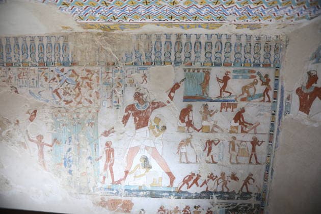 Historical tombs from Egypt’s new kingdom era opened to visitors in Luxor LUXOR, EGYPT - MAY 14: Visitors tour the historic tombs of Amenhotep Rabuya (TT416) and his son Samut (TT417), reopened after years of excavation and restoration work in the El-Khokha area of Luxor, Egypt on May 14, 2026. The tombs, discovered during excavations carried out in 2015 and dating back to the 18th Dynasty of the New Kingdom period, feature wall depictions reflecting daily life and burial rituals of the era. Fareed Kotb Anadolu Luxor Egypt. Editorial use only. Please get in touch for any other usage.  Copyright: x2026xAnadoluxFareedxKotbx