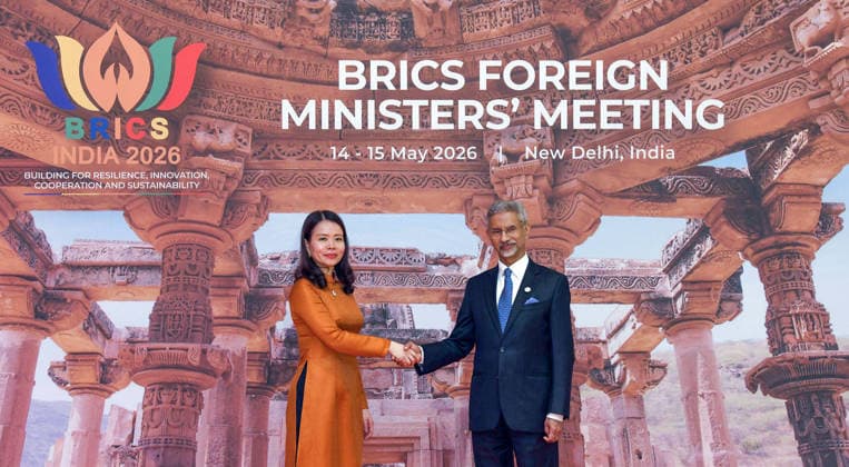 BRICS Foreign Ministers Meeting New Delhi, May 14 (ANI): External Affairs Minister S Jaishankar welcomes Deputy Foreign Minister of Vietnam, Nguyen Minh Hang at Bharat Mandapam, in New Delhi on Thursday. NEW DELHI Delhi India Copyright: xANIx ANI_20260514297