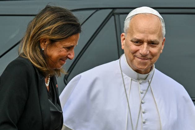 ITALY - POPE LEO XIV DURING A VISIT TO THE SAPIENZA UNIVERSITY IN ROME- 2026 5 14 Italy, Rome, 2026 5 14 .Pope Leo XIV is welcomed by Antonella Polimeni, the rector of Sapienza during a visit to the Sapienza University of Rome EDITORIAL USE ONLY - NO BOOKS Copyright: xALESSIAxGIULIANIx