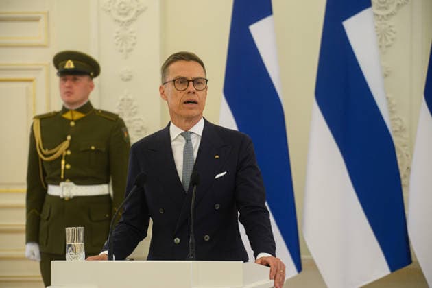 May 14, 2026, Vilnius, Lithuania: President of Finland Alexander Stubb speaks during a joint press conference with Lithuanian President Gitanas Nauseda (not in view) at the Presidential Palace. President of Finland arrived in Lithuania on May 14 for a two-day state visit. In Vilnius, he met with Lithuanian President Gitanas Nauseda, after which the two leaders addressed the media at a press conference. Vilnius Lithuania - ZUMAs197 20260514_aaa_s197_078 Copyright: xYauhenxYerchakx