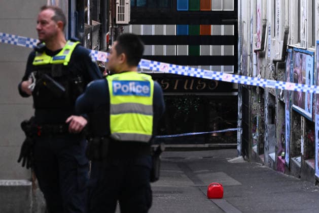 ARSON ATTACKS MELBOURNE, A jerry can at the scene of a suspected arson attack at Bar Bambi, in Melbourne, Friday, May 15, 2026. ( NO ARCHIVING MELBOURNE VICTORIA AUSTRALIA  Copyright: xJOELxCARRETTx 20260515149378497381