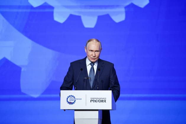 RUSSIA, MOSCOW - MAY 14, 2026: Russia s President Vladimir Putin addresses the 10th Congress of the Russian Engineering Union at the Russia National Centre. Mikhail Tereshchenko TASS  92461364