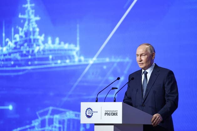 RUSSIA, MOSCOW - MAY 14, 2026: Russia s President Vladimir Putin addresses the 10th Congress of the Russian Engineering Union at the Russia National Centre. Mikhail Tereshchenko TASS  92461645