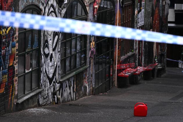 ARSON ATTACKS MELBOURNE, A jerry can at the scene of a suspected arson attack at Bar Bambi, in Melbourne, Friday, May 15, 2026. ( NO ARCHIVING MELBOURNE VICTORIA AUSTRALIA  Copyright: xJOELxCARRETTx 20260515168215024529