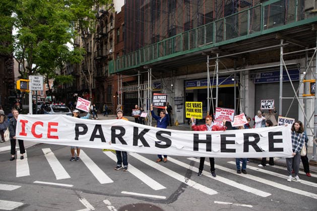 Protest against ICE held in New York City NEW YORK, UNITED STATES - MAY 14: People holding banners and signs take part in a rally and protest outside a Metropolis Garage, in Manhattan demanding that the company stop collaborating with ICE and the Department of Homeland Security by allowing their vehicles to be parked in its garage, in New York City, New York, U.S., May 14, 2026. Mostafa Bassim Anadolu New York United States. Editorial use only. Please get in touch for any other usage.  Copyright: x2026xAnadoluxMostafaxBassimx