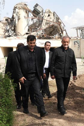 May 13, 2026, Tehran, Iran: Iranian President MASOUD PEZESHKIAN and Minister of Sport and Youth AHMAD DONYAMALI visit a heavily damaged building at Azadi Indoor Stadium following a strike in western Tehran. The United States and Israel started striking Iran on February 28, killing Iran s supreme leader and top military leaders, and prompting authorities to retaliate with strikes on Israel and across the Gulf. Iran s chief negotiator said on May 12 that Washington must accept Tehran s latest peace plan or face failure, after US President Donald Trump warned the truce in the Middle East war was on the brink of collapse. Tehran Iran - ZUMAi98_ 20260513_zih_i98_279 Copyright: xIranianxPresidencyx