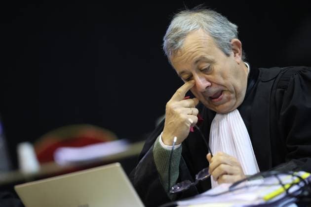 Lawyer Frank Discepoli, defending P. Falzone pictured during the trial of P. and A. Falzone, at the Court of Appeal of Mons, on Friday 15 May 2026. The trial of the two men concerns the 2022 tragedy in Strepy-Bracquegnies, where a car plowed into a carnival parade around 5:00. Six people died at the scene, and a seventh months later in the hospital. P. Falzone is charged with seven murder and 81 attempted murder. A. Falzone with failure to render aid to a person in danger. Today the court continues to hear the victims.  VIRGINIExLEFOUR 173949526