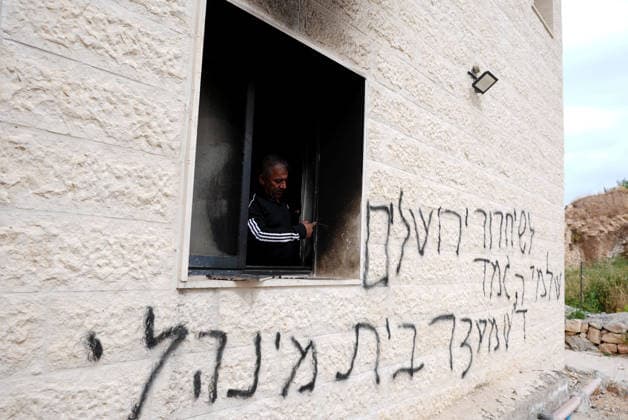 Palestinian homes and vehicles destroyed in the West Bank after Israelis attack RAMALLAH, WEST BANK, PALESTINE - MAY 15: A view of a vandalized home is seen after Israeli settlers attacked the village of Jibiya, Ramallah, West Bank, Palestine and set fire to Palestinian-owned homes and vehicles on May 15, 2026. Issam Rimawi Anadolu Ramallah West Bank. Editorial use only. Please get in touch for any other usage.  Copyright: x2026xAnadoluxIssamxRimawix
