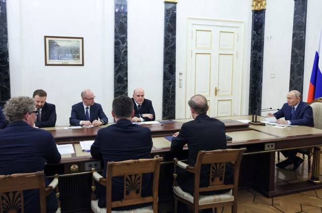 Russia Putin Economy 9165954 15.05.2026 Russian President Vladimir Putin holds a meeting on economic issues at the Kremlin in Moscow, Russia. Mikhail Metzel Sputnik Moscow Russia  Copyright: xMikhailxMetzelx