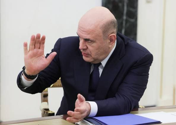 Russia Putin Economy 9165993 15.05.2026 Russian Prime Minister Mikhail Mishustin takes his seat before a meeting on economic issues held by President Vladimir Putin at the Kremlin in Moscow, Russia. Mikhail Metzel Sputnik Moscow Russia  Copyright: xMikhailxMetzelx